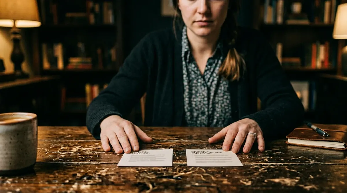 Porównanie kart i dokumentów na stole