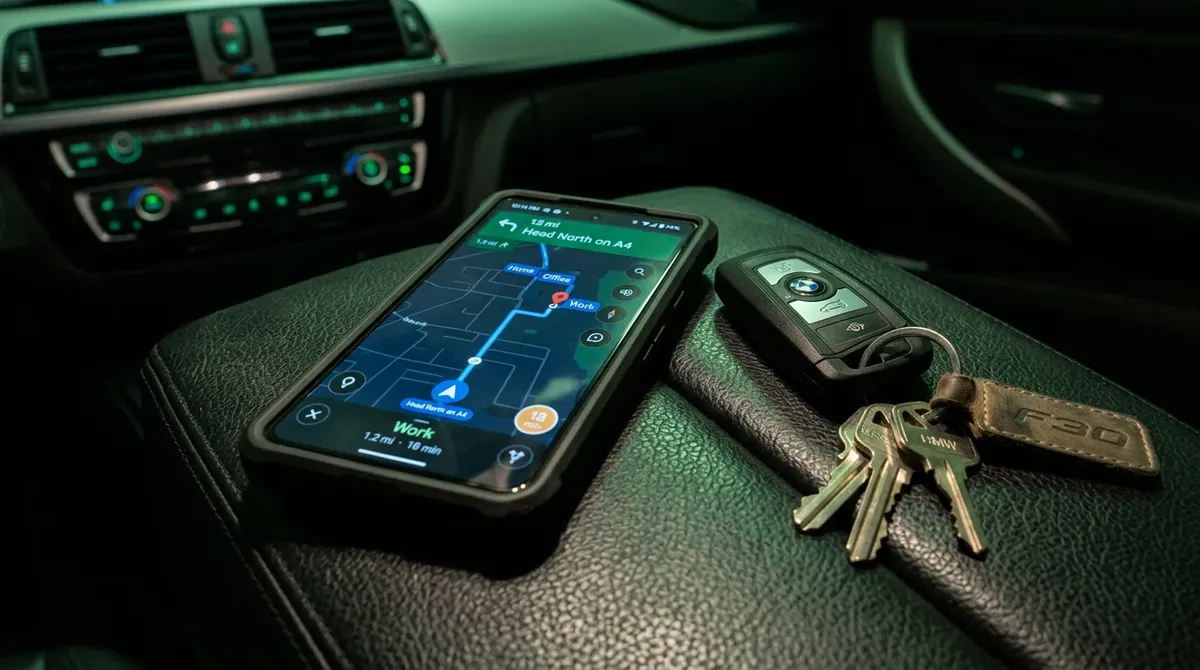 Telefon i kluczyki przy materiałach edukacyjnych